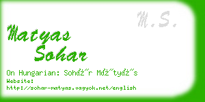 matyas sohar business card